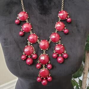 ILY Couture Women Red Bubble & Bead Collar Statement Necklace with Lobster Clasp